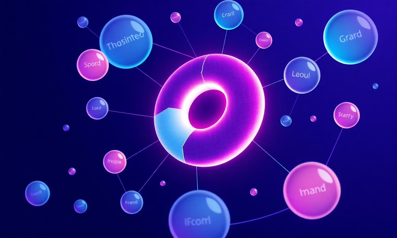 Share of Voice visualization with brand orbs connected to a central donut chart